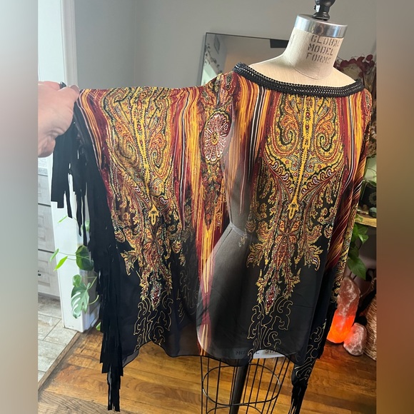 Seventh Avenue Tops - ON HOLD 2 Pc Set Resort Fringe Tunic Top Swim Coverup and Pants Seventh Avenue